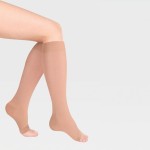 Гольфы компрессионные, Luomma (Люомма) р.  M (III) арт. ID-230 нормал (35-39 см) Идеалиста 2 класс компрессии с резинкой на силиконовой основе и открытым носком карамель