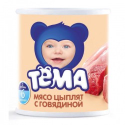 Пюре, Тёма 100 г мясо цыплят с говядиной с 8 мес